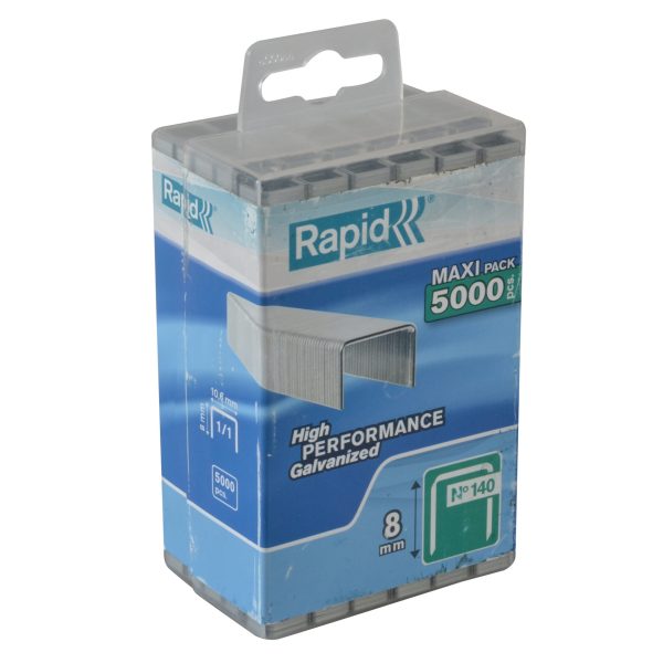 RAPID 140/8 8mm Galvanised Staples (Poly Pack 5000)