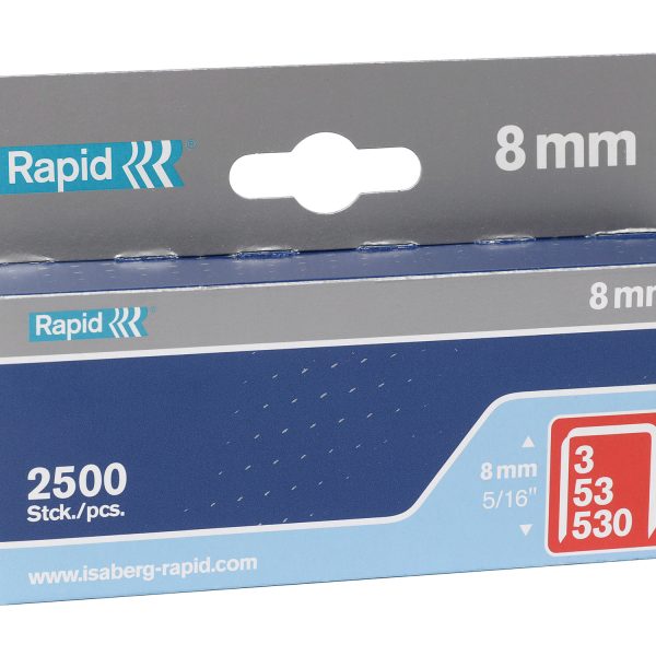 RAPID 53/8B 8mm Galvanised Staples (Box 2500)