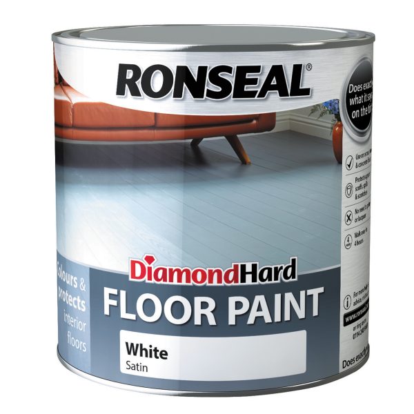 RONSEAL Diamond Hard Floor Paint Satin White 2.5 litre