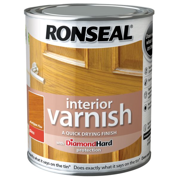 RONSEAL Interior Varnish Quick Dry Gloss Antique Pine 250ml