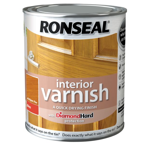 RONSEAL Interior Varnish Quick Dry Gloss Antique Pine 750ml