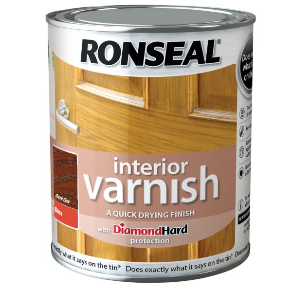 RONSEAL Interior Varnish Quick Dry Gloss Dark Oak 250ml