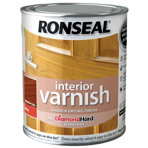 RONSEAL Interior Varnish Quick Dry Gloss Medium Oak 750ml