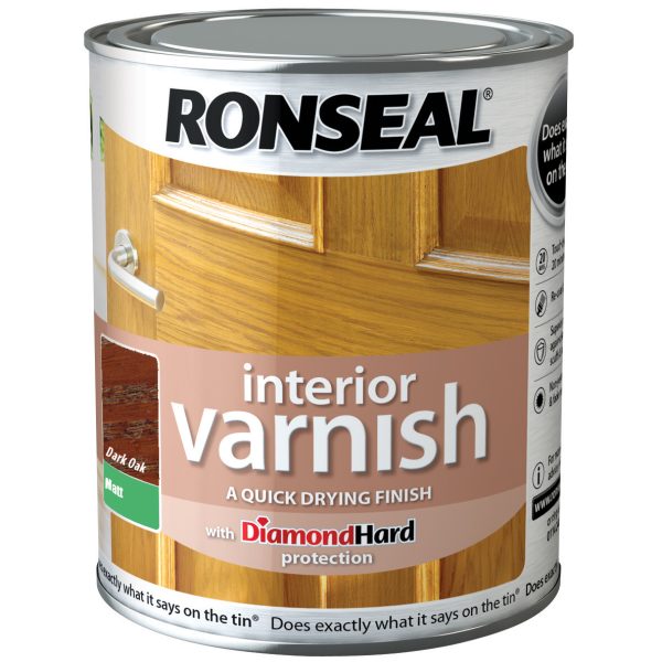 RONSEAL Interior Varnish Quick Dry Matt Dark Oak 250ml