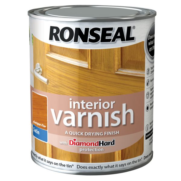 RONSEAL Interior Varnish Quick Dry Satin Antique Pine 750ml