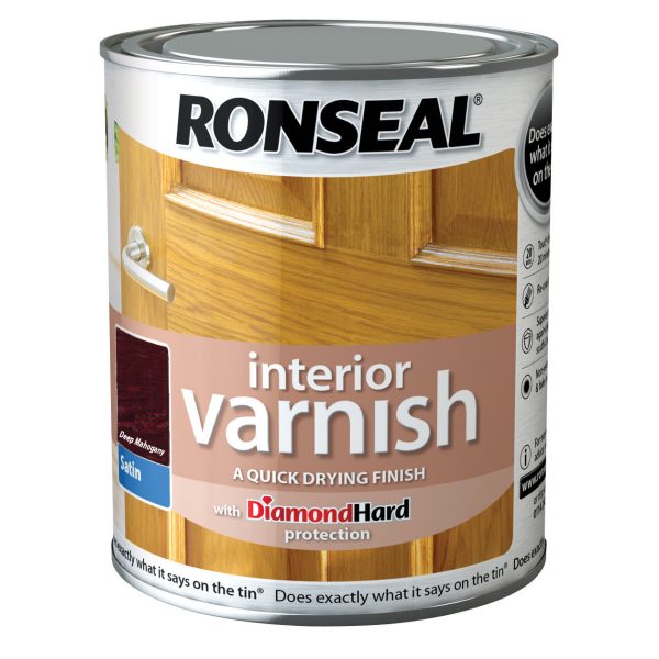 RONSEAL Interior Varnish Quick Dry Satin Deep Mahogany 250ml