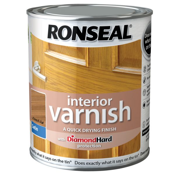 RONSEAL Interior Varnish Quick Dry Satin French Oak 750ml