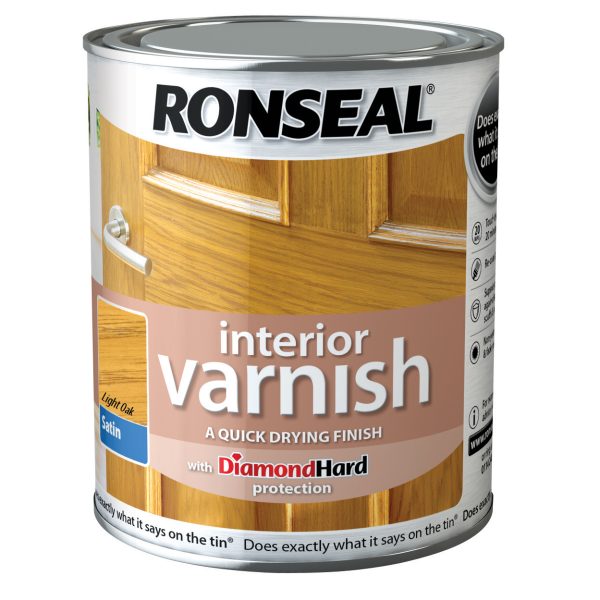 RONSEAL Interior Varnish Quick Dry Satin Light Oak 250ml