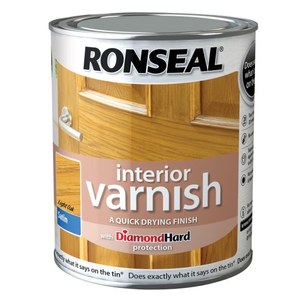 RONSEAL Interior Varnish Quick Dry Satin Light Oak 750ml