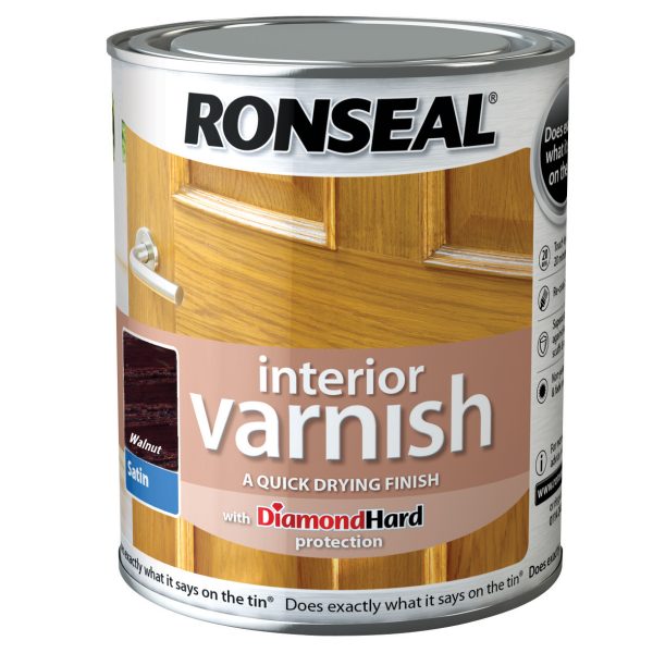 RONSEAL Interior Varnish Quick Dry Satin Walnut 750ml