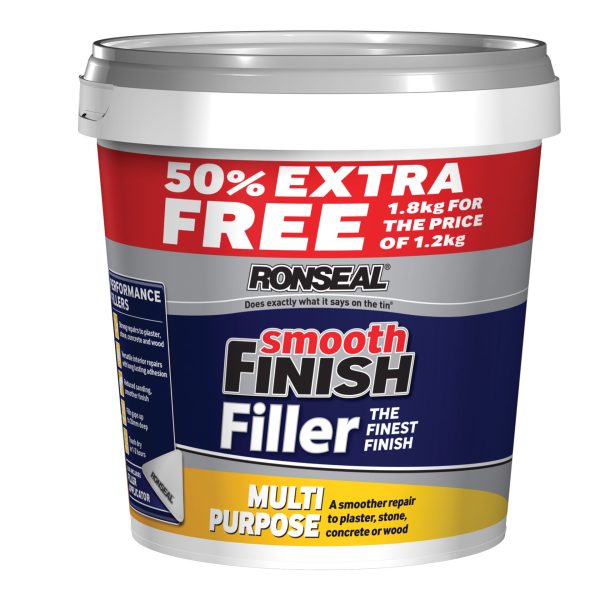 RONSEAL Smooth Finish Multipurpose Wall Filler Ready Mixed 1.2kg +50%