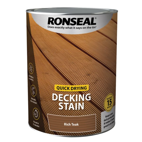 RONSEAL Quick Drying Decking Stain Rich Teak 5 litre
