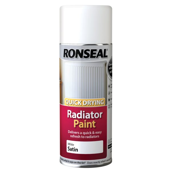 RONSEAL One Coat Radiator Spray Paint Satin White 400ml