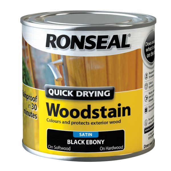 RONSEAL Quick Drying Woodstain Satin Ebony 250ml