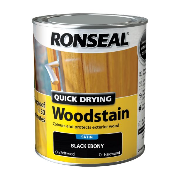 RONSEAL Quick Drying Woodstain Satin Ebony 750ml