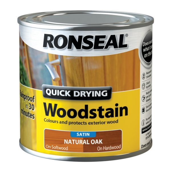 RONSEAL Quick Drying Woodstain Satin Natural Oak 250ml