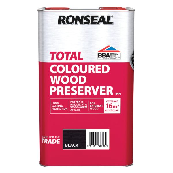 RONSEAL Trade Total Wood Preserver Black 5 litre