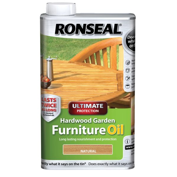 RONSEAL Ultimate Protection Hardwood Garden Furniture Oil Natural Clear 500ml