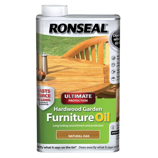 RONSEAL Ultimate Protection Hardwood Garden Furniture Oil Natural Oak 1 litre