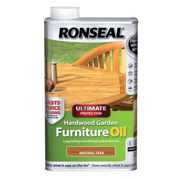 RONSEAL Ultimate Protection Hardwood Garden Furniture Oil Natural Teak 1 litre