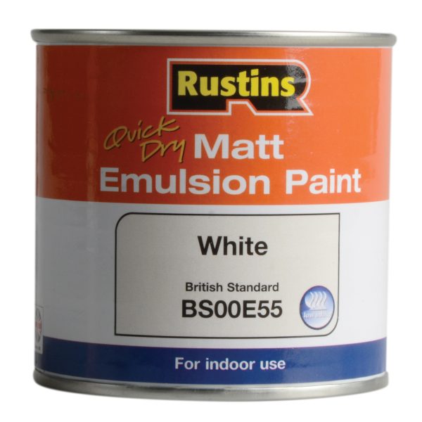 RUSTINS Quick Dry Matt Emulsion Paint White 250ml