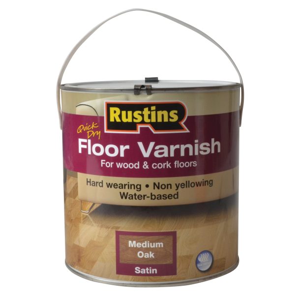 RUSTINS Quick Dry Coloured Floor Varnish Medium Oak 2.5 litre