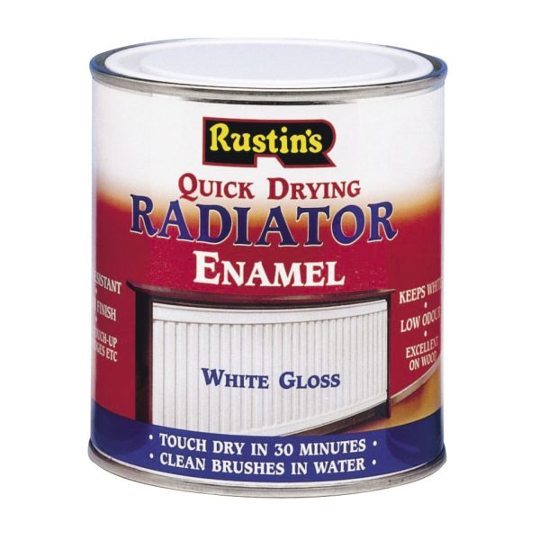 RUSTINS Quick Dry Radiator Enamel Paint Gloss White 500ml