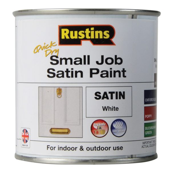 RUSTINS Quick Dry Small Job Satin Paint White 250ml