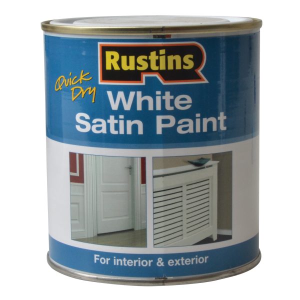 RUSTINS Quick Dry White Satin Paint 500ml