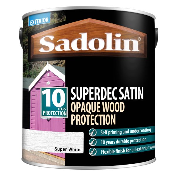 SADOLIN Superdec Opaque Wood Protection Super White Satin 2.5 litre