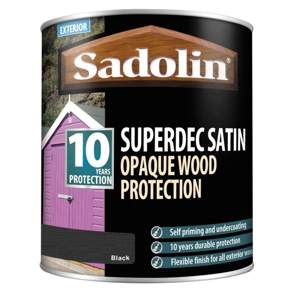 SADOLIN Superdec Opaque Wood Protection Black Satin 1 litre