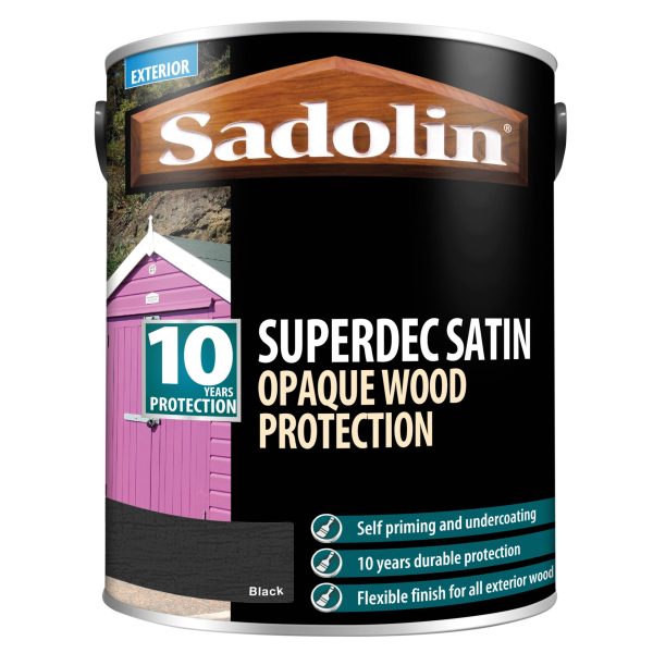 SADOLIN Superdec Opaque Wood Protection Black Satin 5 litre