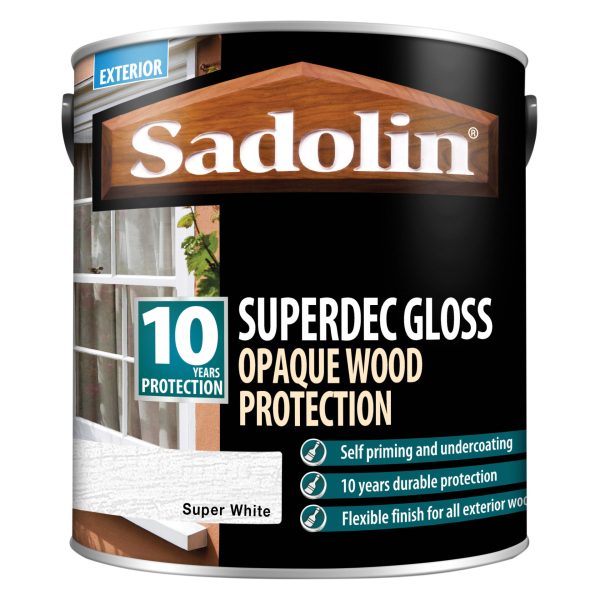 SADOLIN Superdec Opaque Wood Protection Super White Gloss 2.5 litre