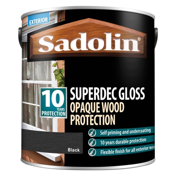 SADOLIN Superdec Opaque Wood Protection Black Gloss 2.5 litre