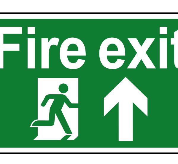 SCAN Fire Exit Running Man Arrow Up - PVC 300 x 200mm
