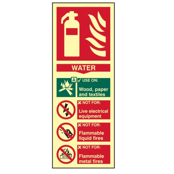 SCAN Fire Extinguisher Composite Water - Photoluminescent 75 x 200mm