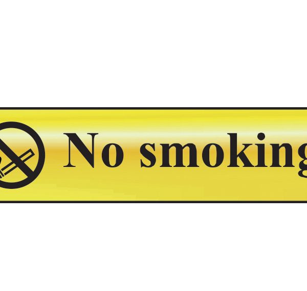 SCAN No Smoking - Polished Brass Effect 200 x 50mm