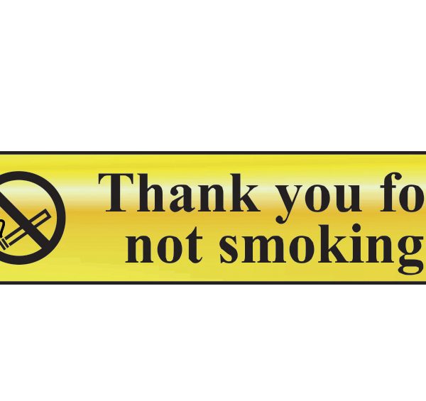 SCAN Thank You For Not Smoking - Polished Brass Effect 200 x 50mm