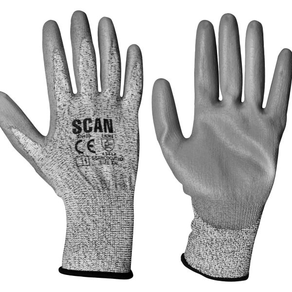 SCAN Grey PU Coated Cut 3 Gloves - XXL (Size 11)