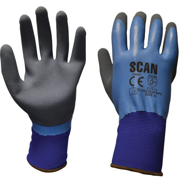 SCAN Waterproof Latex Gloves - XL (Size 10)