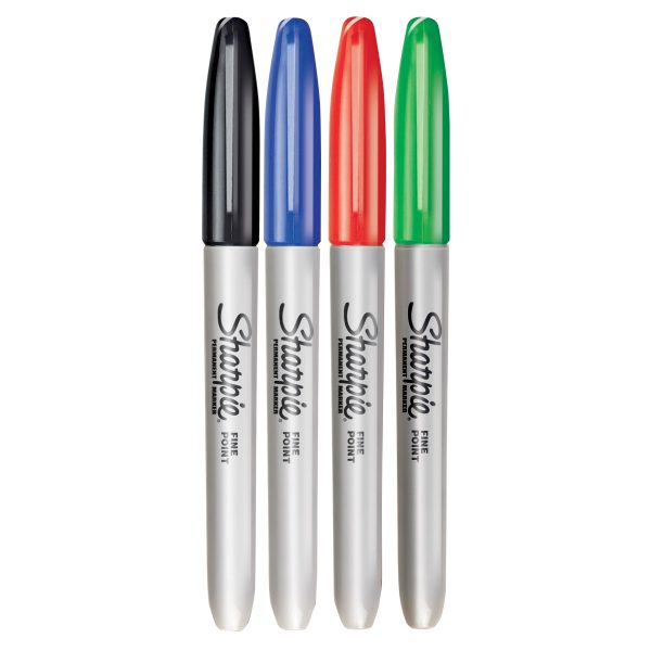 Fine Tip Permanent Marker Assorted (Pack 4)