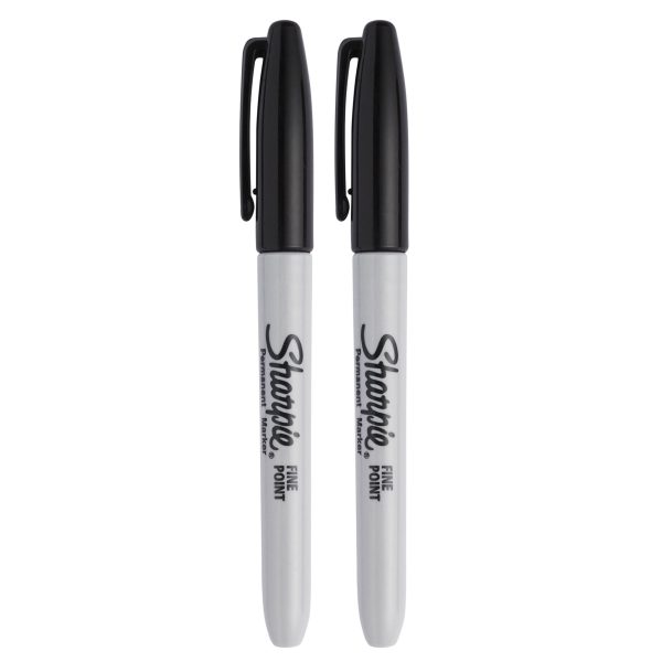 Fine Tip Permanent Marker Black (Pack 2)