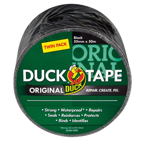 Duck Tape® Original 50mm x 50m Black (Twin Pack)