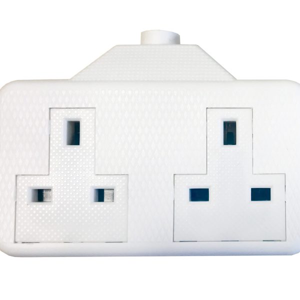 White Trailing Extension Socket 13A 2-Gang