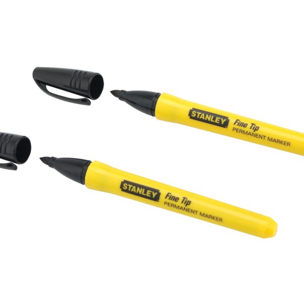 STANLEY® Hand Tools Fine Tip Permanent Marker Black (Pack 2)