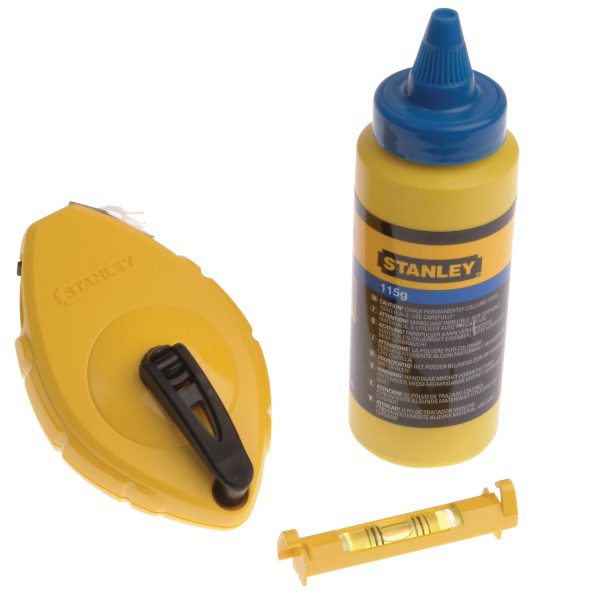 STANLEY® Hand Tools Chalk Line 30m, Blue Chalk & Level