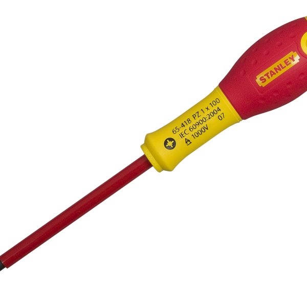 STANLEY® Hand Tools FatMax® VDE Insulated Screwdriver Pozidriv Tip PZ0 x 75mm