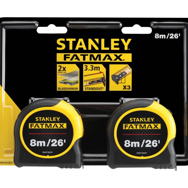 STANLEY® Hand Tools FatMax® Classic Tape Twin Pack 8m/26ft (Width 32mm)