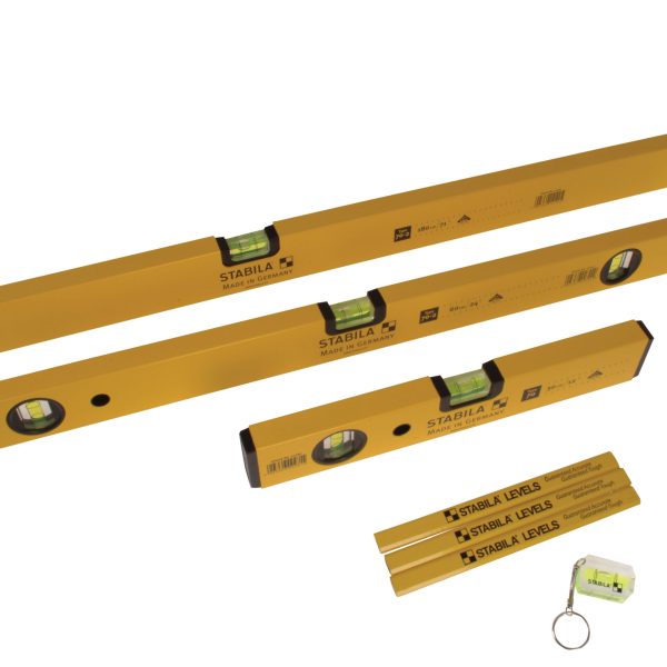STABILA 70-2 Double Plumb Spirit Level Pack 30cm 60cm & 180cm