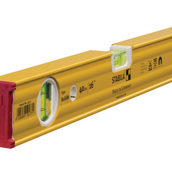 STABILA 80 ASM Magnetic Spirit Level 2 Vial 19177 40cm